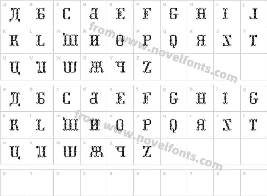 Kremlin Synod (Display Caps)Character Map