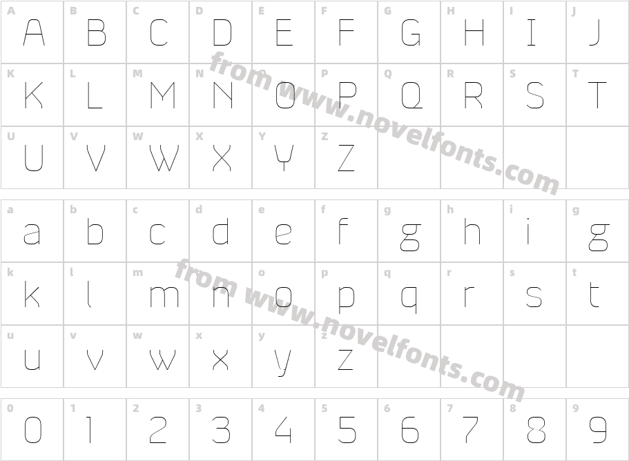 Absentia Sans HairlineCharacter Map