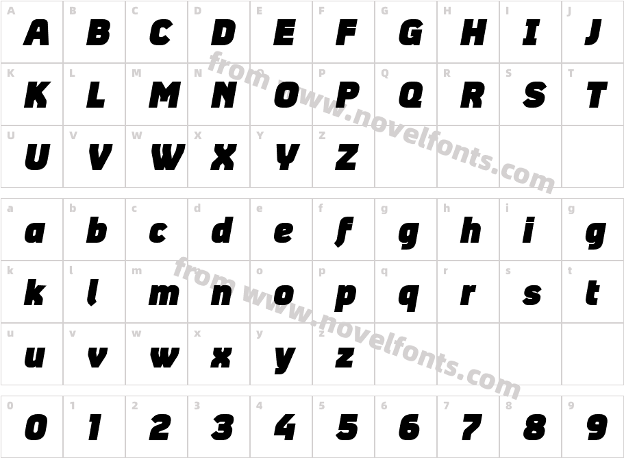 Absentia Sans Italic BlackCharacter Map