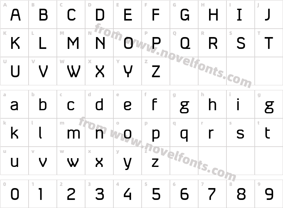 Absentia Sans RegularCharacter Map