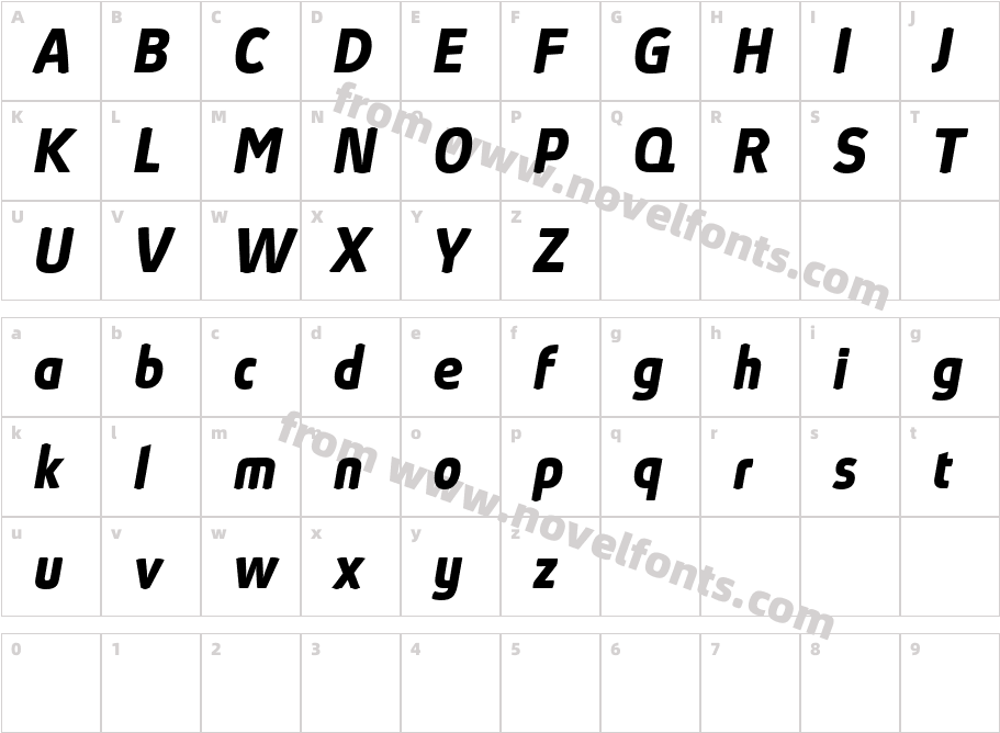 Absolut Reduced Bold ItalicCharacter Map
