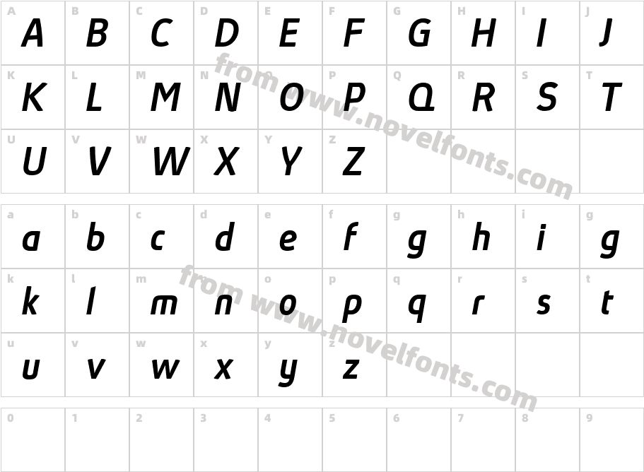 Absolut Reduced Medium ItalicCharacter Map