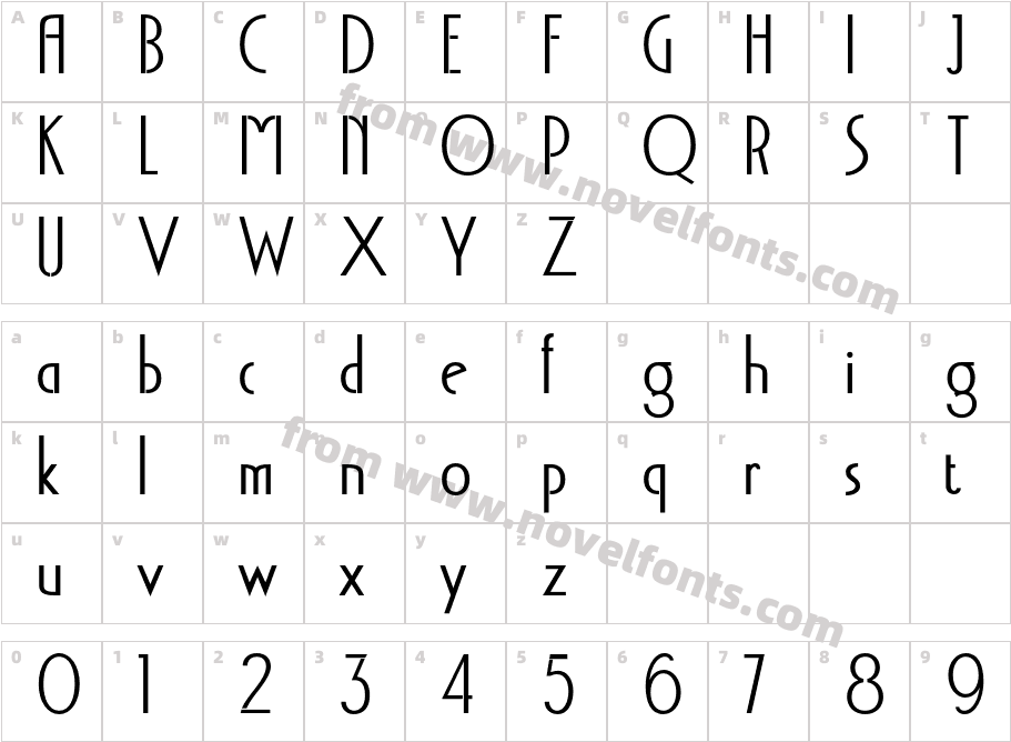Acello RegularCharacter Map
