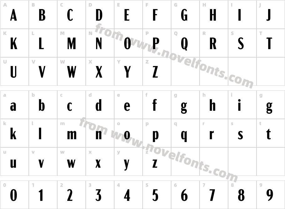 Acme Gothic Compressed BoldCharacter Map