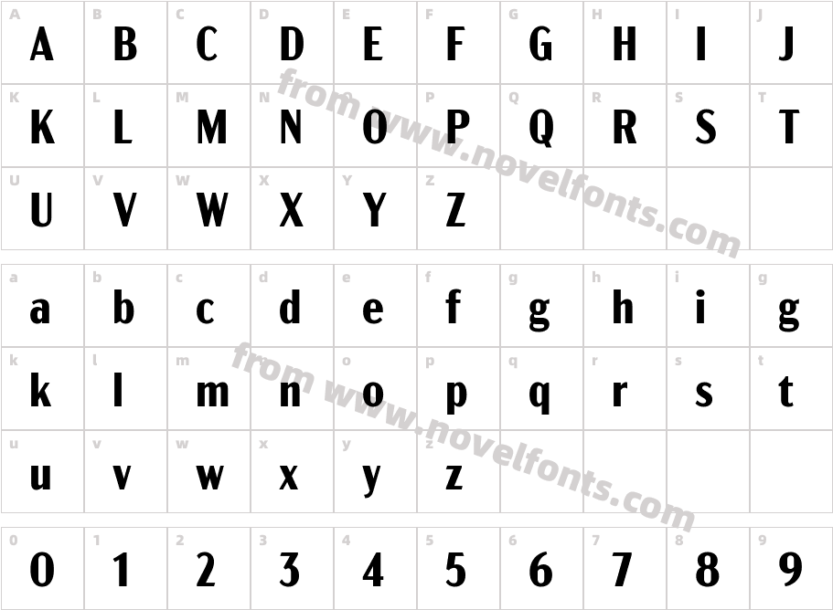 Acme Gothic Condensed BoldCharacter Map