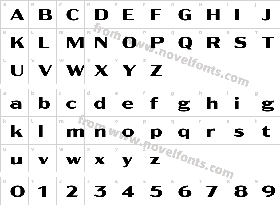 Acme Gothic Extra Wide Bold BoldCharacter Map