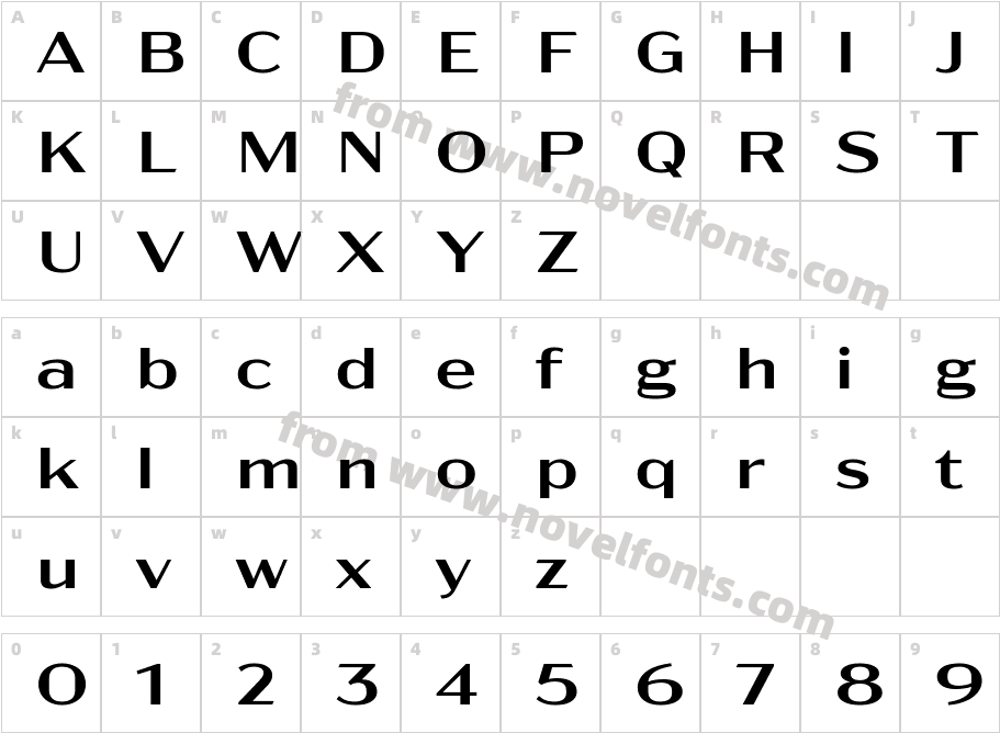 Acme Gothic Extra WideCharacter Map