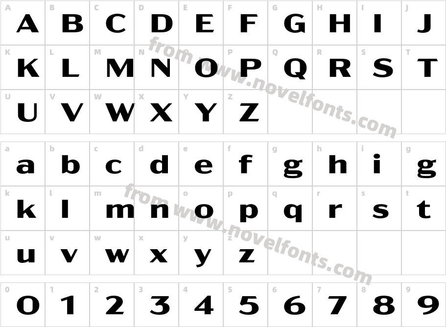 Acme Gothic Extrawide BoldCharacter Map