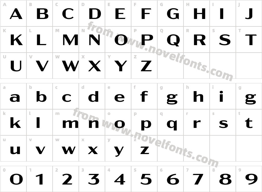 Acme Gothic Extrawide SemiboldCharacter Map