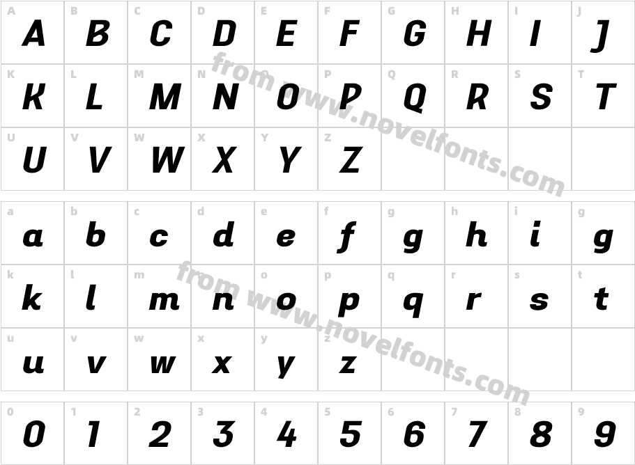 Aconit Extra Bold ItalicCharacter Map