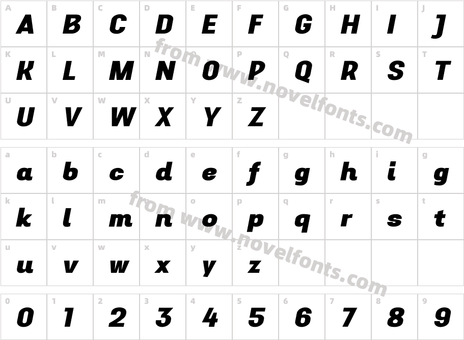 Aconit Ultra Bold ItalicCharacter Map