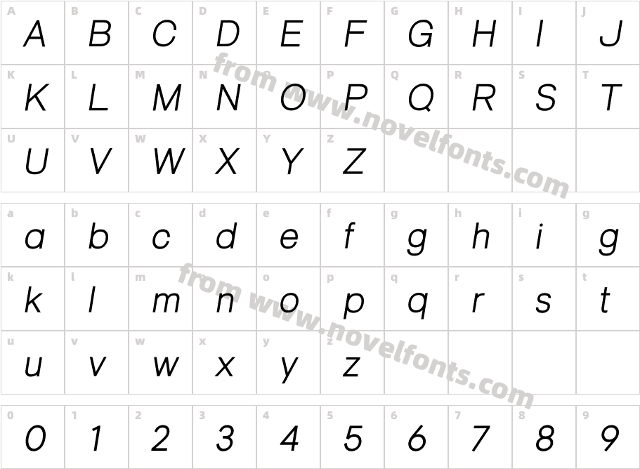 Active Uno Book ItalicCharacter Map