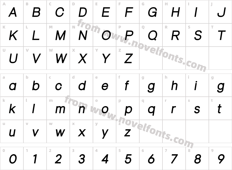 Active Uno Medium ItalicCharacter Map