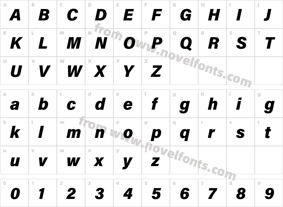 Acumin Pro Black ItalicCharacter Map