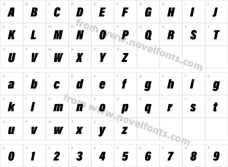 Acumin Pro Condensed Ult Black ItalicCharacter Map