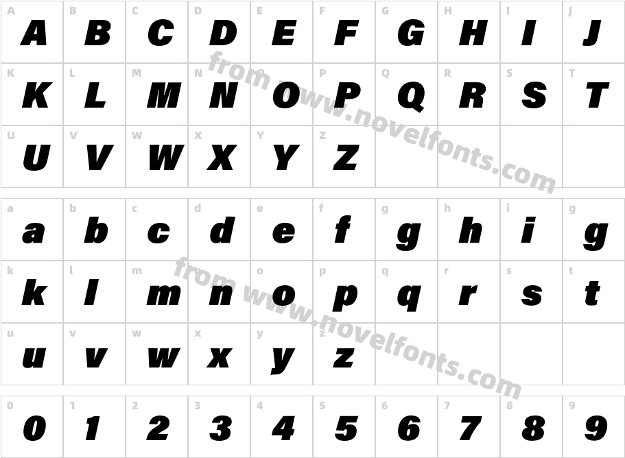 Acumin Pro Ultra Black ItalicCharacter Map