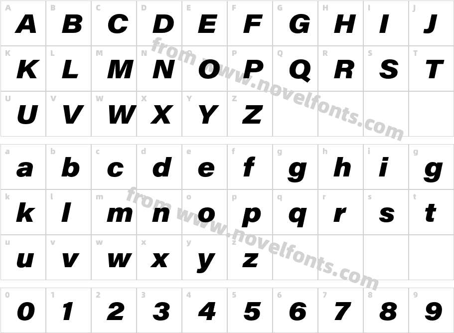 Acumin Pro Wide Black ItalicCharacter Map