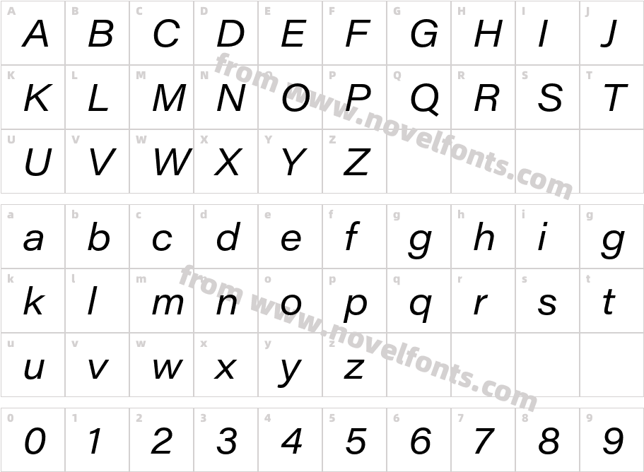 Acumin Pro Wide ItalicCharacter Map