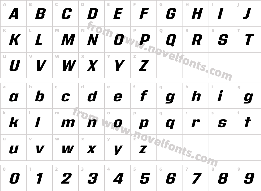 Address Sans Pro Extra Bold ItCharacter Map