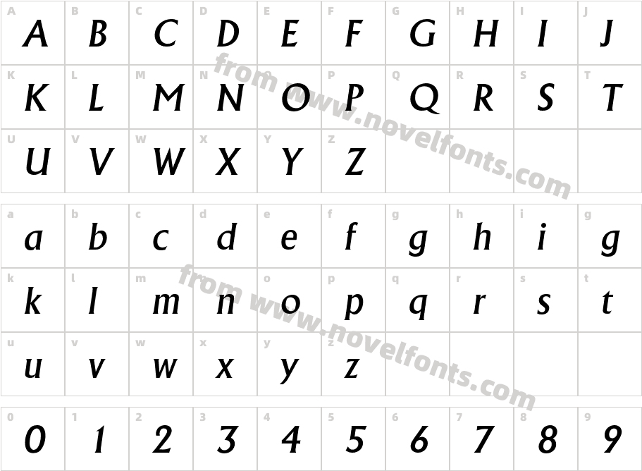 Adelon Serial Medium ItalicCharacter Map