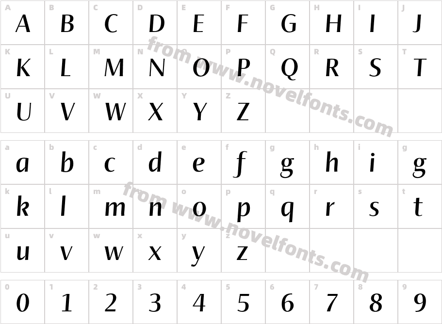 Ador Hairline Bold ItalicCharacter Map