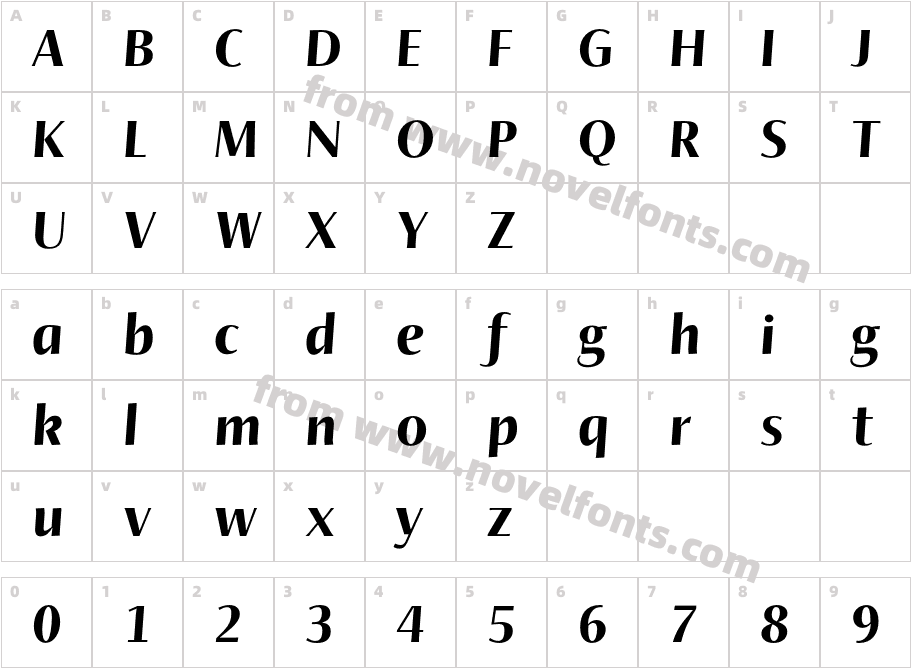 Ador Hairline Extra Bold ItalicCharacter Map