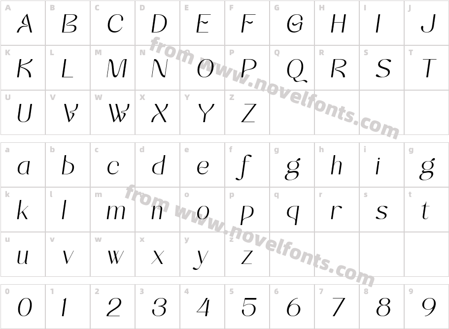 Adriana Gabrielle Bold ItalicCharacter Map