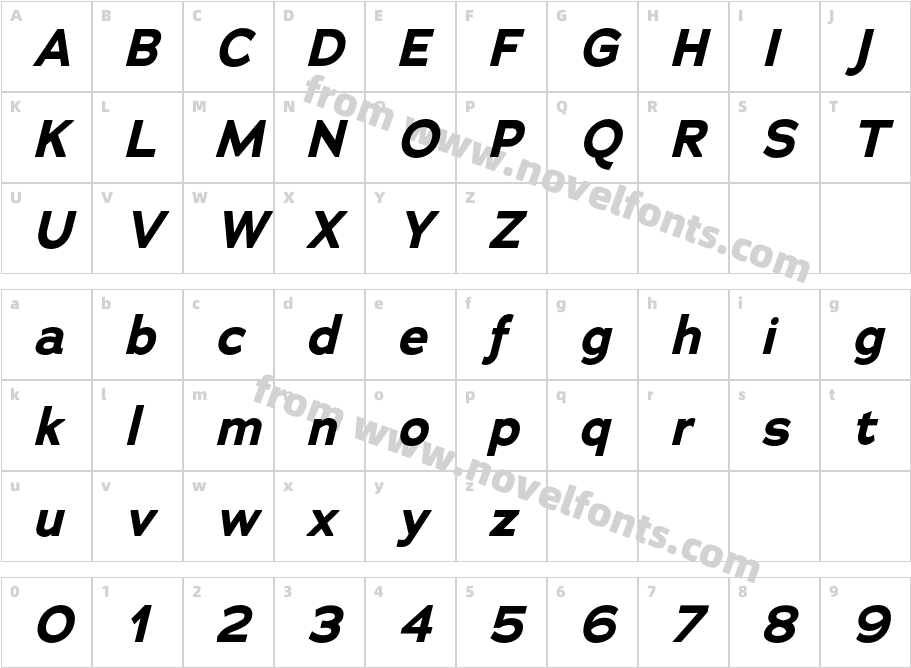 Adrianna Bold ItalicCharacter Map