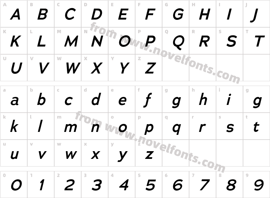 Adrianna Demibold ItalicCharacter Map