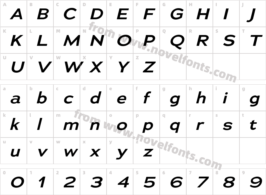 Adrianna Extended Demi Bold ItalicCharacter Map