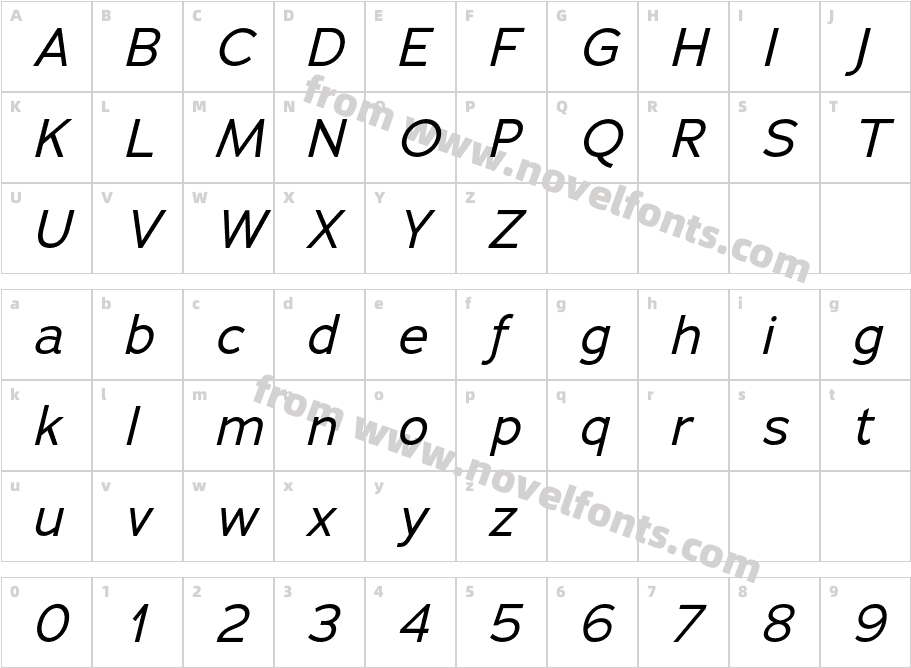 Adrianna ItalicCharacter Map