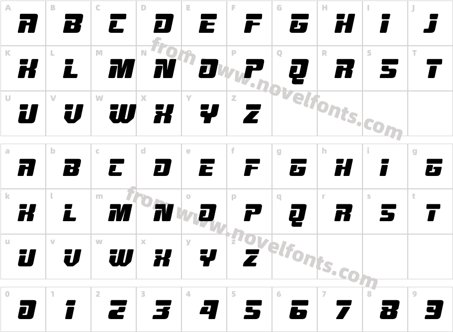 Advero ItalicCharacter Map