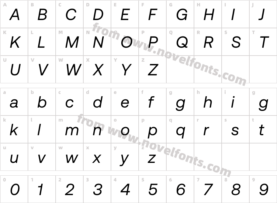Aeonik Regular ItalicCharacter Map