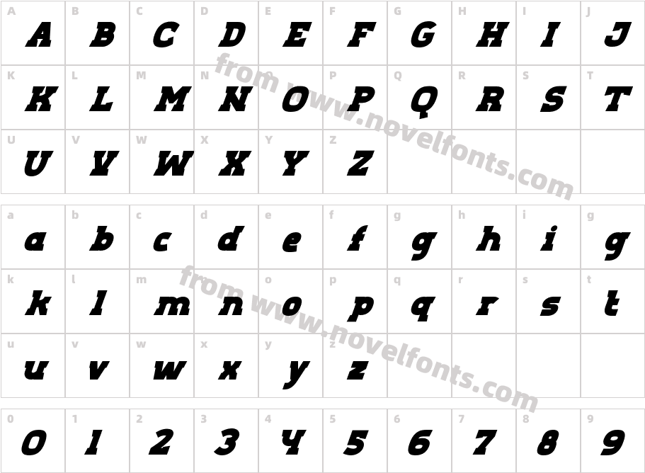 Aero Sans Black SlantCharacter Map