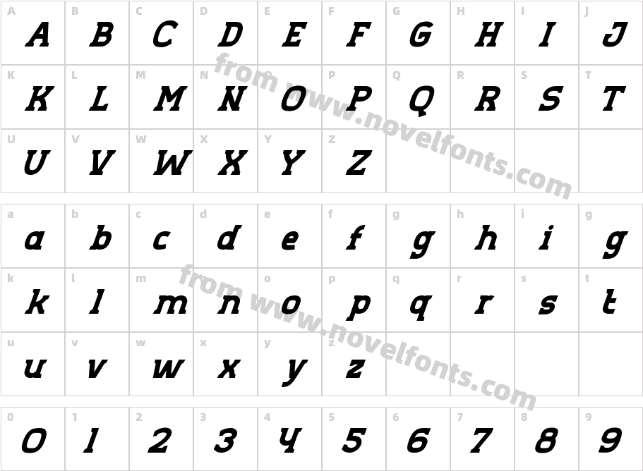 Aero Sans Bold SlantCharacter Map