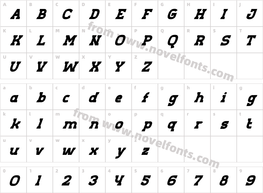 Aero Sans Heavy SlantCharacter Map