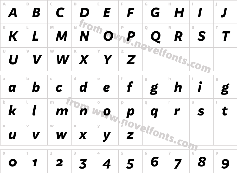 Aestetico Formal Extra Bold ItCharacter Map