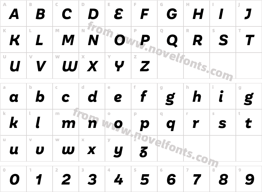 Aestetico Informal Extra Bold ItCharacter Map