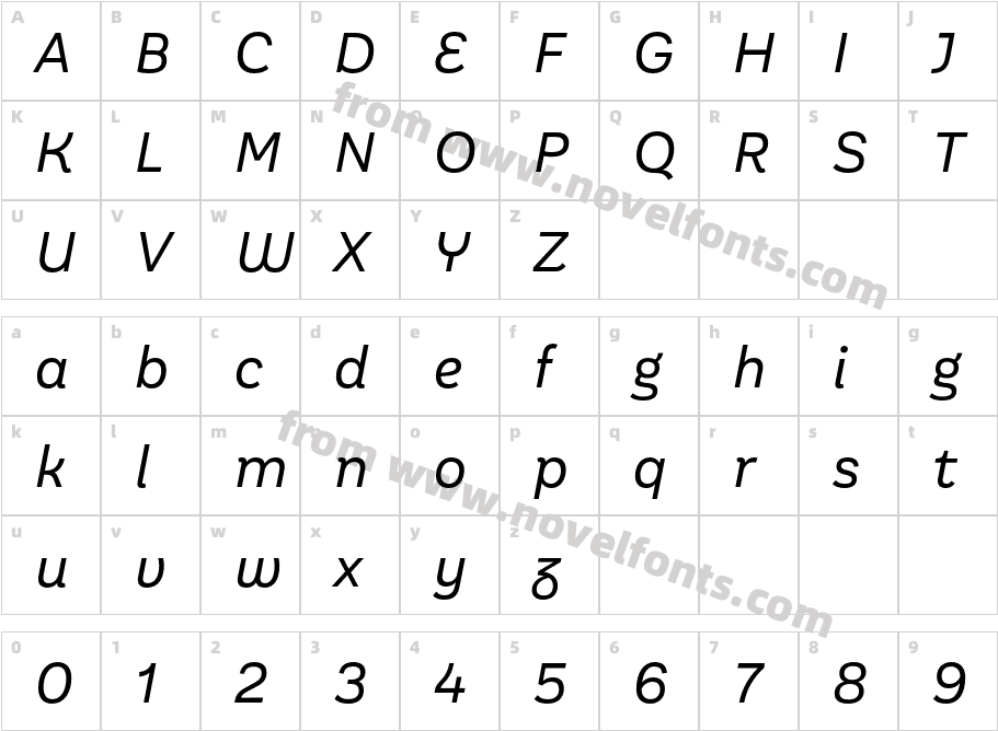 Aestetico Informal Regular ItCharacter Map