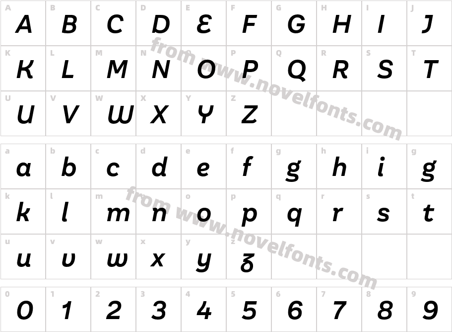Aestetico Informal Semibold ItCharacter Map