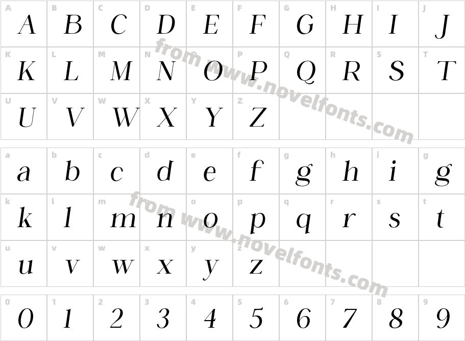 After Midnight ItalicCharacter Map