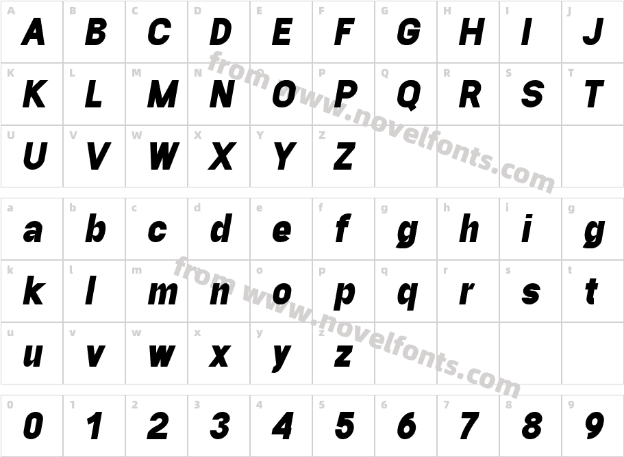 Aftetir Black ItalicCharacter Map