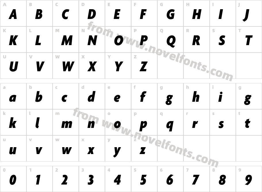 Agenda Black Cond ItalicCharacter Map