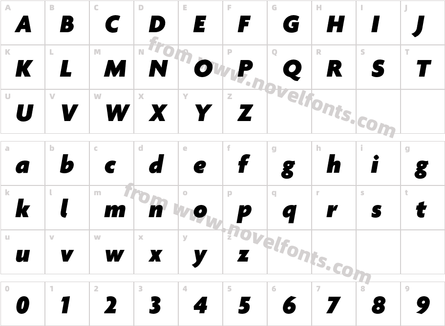 Agenda Black ItalicCharacter Map