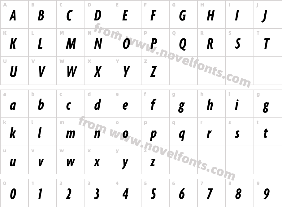 Agenda Bold Extra Cond ItalicCharacter Map