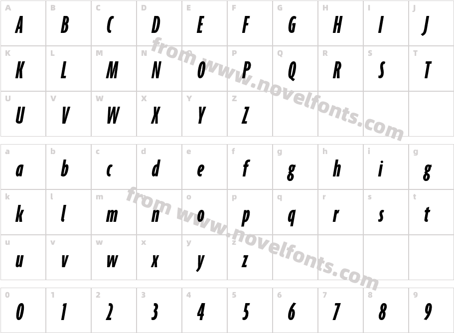 Agenda Bold Ultra Cond ItalicCharacter Map