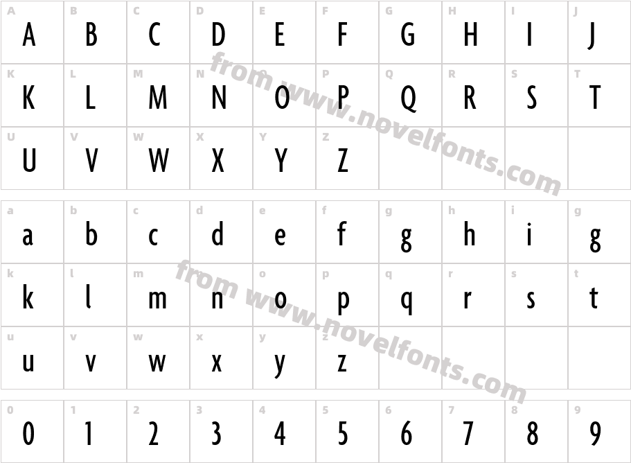 Agenda Medium Extra CondensedCharacter Map