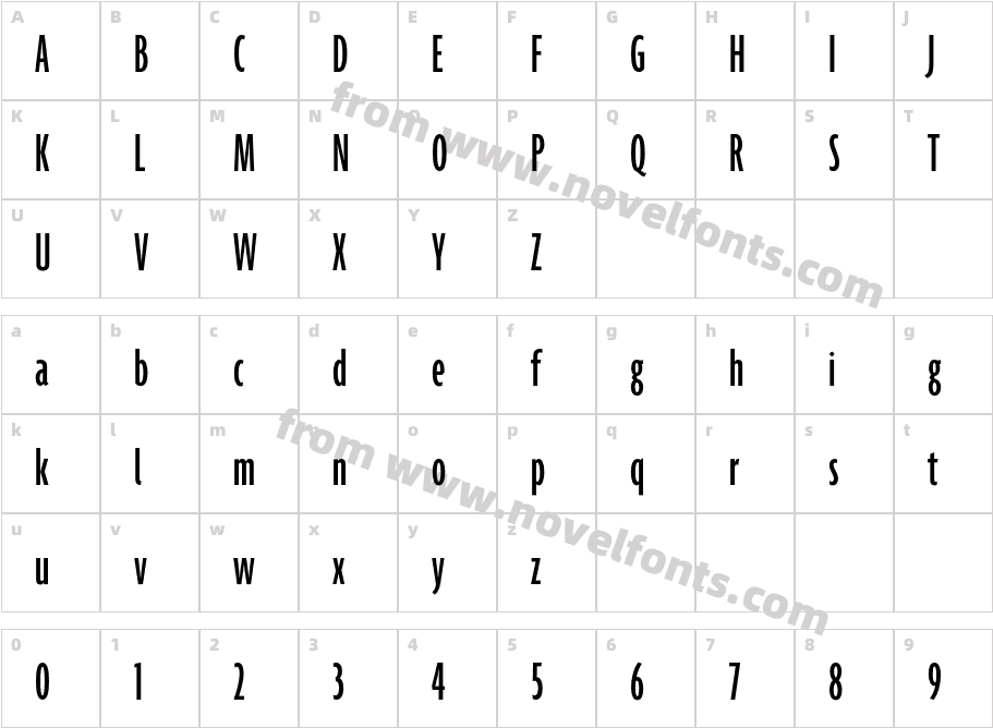 Agenda Medium Ultra CondensedCharacter Map