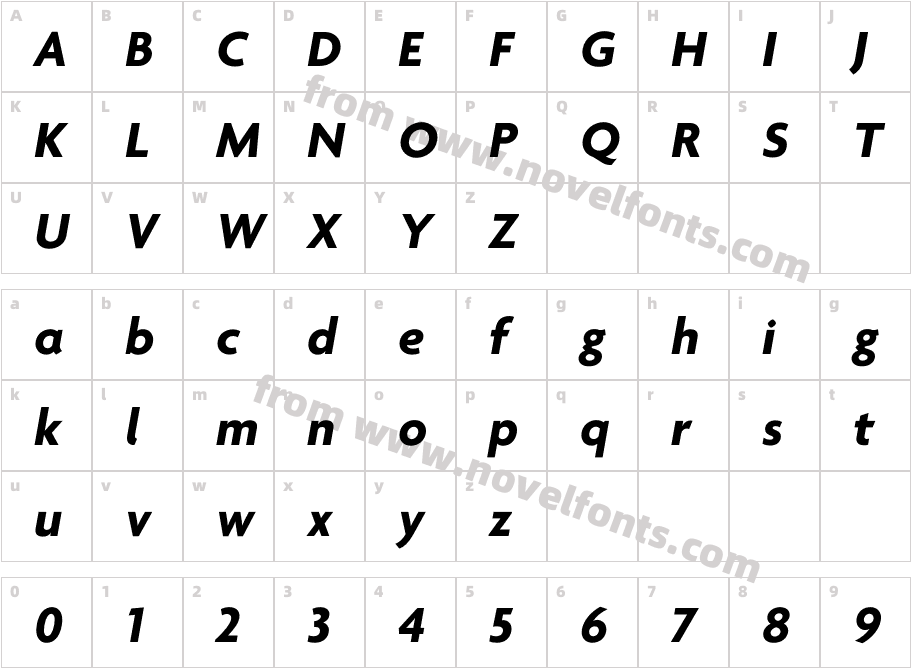 Agenda One Bold ItalicCharacter Map