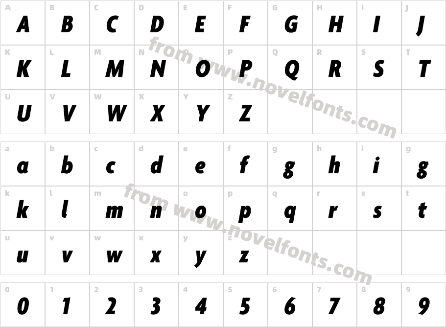 Agenda One Condensed Black ItalicCharacter Map